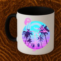 Retro Eighties 80's Neon Flamingo Emblem Mug