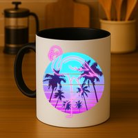 Retro Eighties 80's Neon Flamingo Emblem Mug