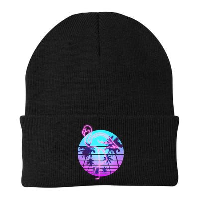 Retro Eighties 80's Neon Flamingo Emblem Beanie
