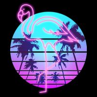 Retro Eighties 80's Neon Flamingo Emblem Drawstring Bag