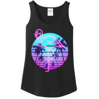 Retro Eighties 80's Neon Flamingo Emblem Ladies Essential Tank