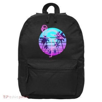 Retro Eighties 80's Neon Flamingo Emblem 16 in Basic Backpack