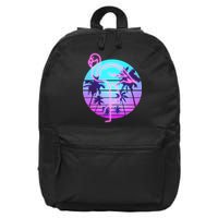 Retro Eighties 80's Neon Flamingo Emblem 16 in Basic Backpack