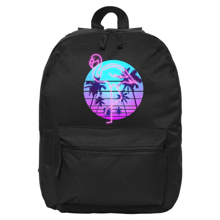 Retro Eighties 80's Neon Flamingo Emblem 16 in Basic Backpack