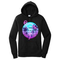 Retro Eighties 80's Neon Flamingo Emblem Women's Pullover Hoodie