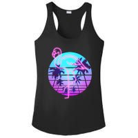 Retro Eighties 80's Neon Flamingo Emblem Ladies PosiCharge Competitor Racerback Tank