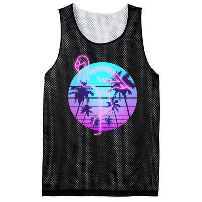 Retro Eighties 80's Neon Flamingo Emblem Mesh Reversible Basketball Jersey Tank