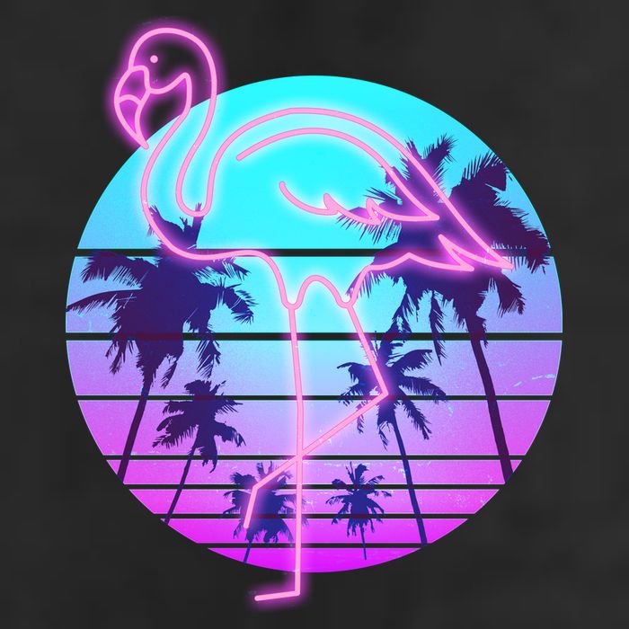 Retro Eighties 80's Neon Flamingo Emblem 12oz Stainless Steel Coffee Mug