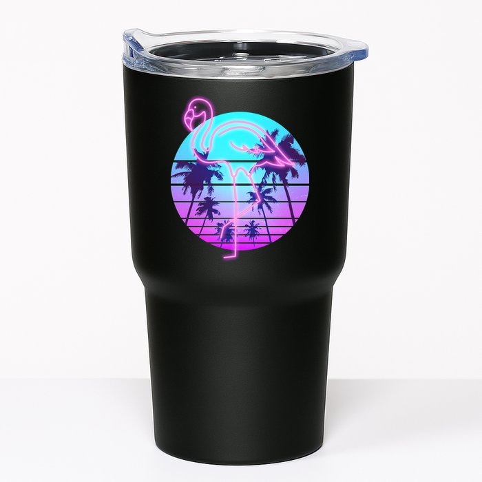 Retro Eighties 80's Neon Flamingo Emblem Tumbler