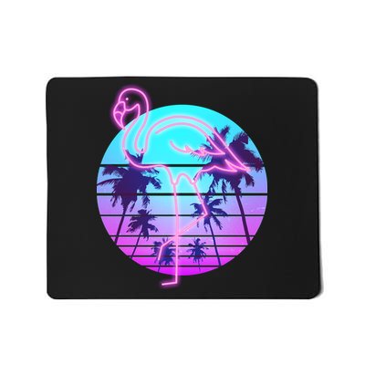 Retro Eighties 80's Neon Flamingo Emblem Mousepad