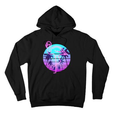 Retro Eighties 80's Neon Flamingo Emblem Tall Hoodie