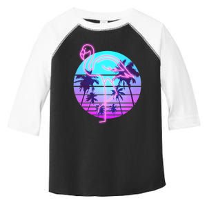 Retro Eighties 80's Neon Flamingo Emblem Toddler Fine Jersey T-Shirt