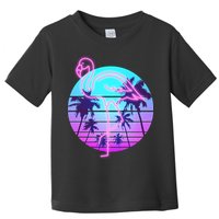 Retro Eighties 80's Neon Flamingo Emblem Toddler T-Shirt