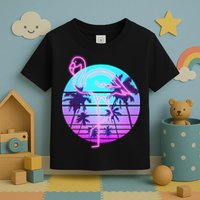 Retro Eighties 80's Neon Flamingo Emblem Toddler T-Shirt