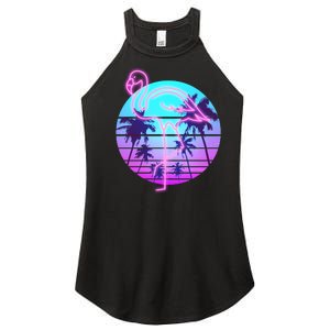 Retro Eighties 80's Neon Flamingo Emblem Women's Perfect Tri Rocker Tank