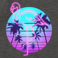 Retro Eighties 80's Neon Flamingo Emblem Vector Backpack