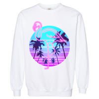Retro Eighties 80's Neon Flamingo Emblem Garment-Dyed Sweatshirt