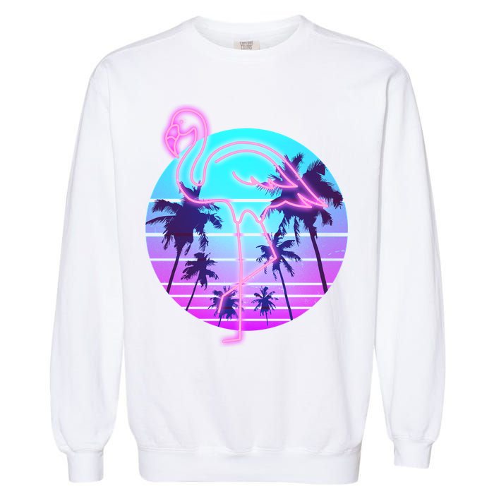 Retro Eighties 80's Neon Flamingo Emblem Garment-Dyed Sweatshirt