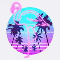 Retro Eighties 80's Neon Flamingo Emblem Garment-Dyed Sweatshirt