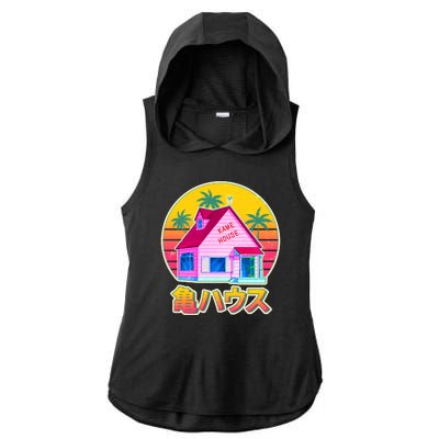 Retro Eighties 80's Anime Kame House Ladies PosiCharge Tri-Blend Wicking Draft Hoodie Tank