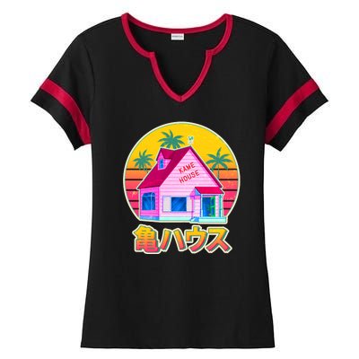 Retro Eighties 80's Anime Kame House Ladies Halftime Notch Neck Tee