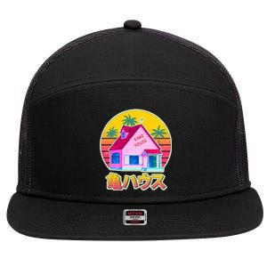 Retro Eighties 80's Anime Kame House 7 Panel Mesh Trucker Snapback Hat