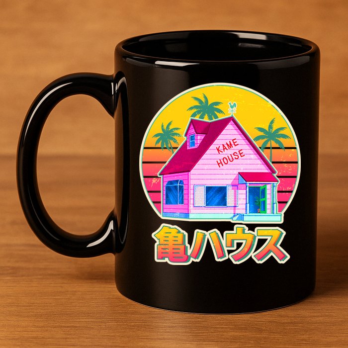 Retro Eighties 80's Anime Kame House 11oz C Handle Ceramic Mug