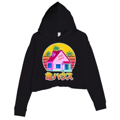 Retro Eighties 80's Anime Kame House Crop Fleece Hoodie