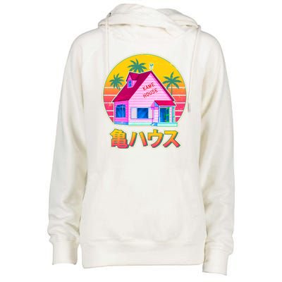 Retro Eighties 80's Anime Kame House Womens Funnel Neck Pullover Hood