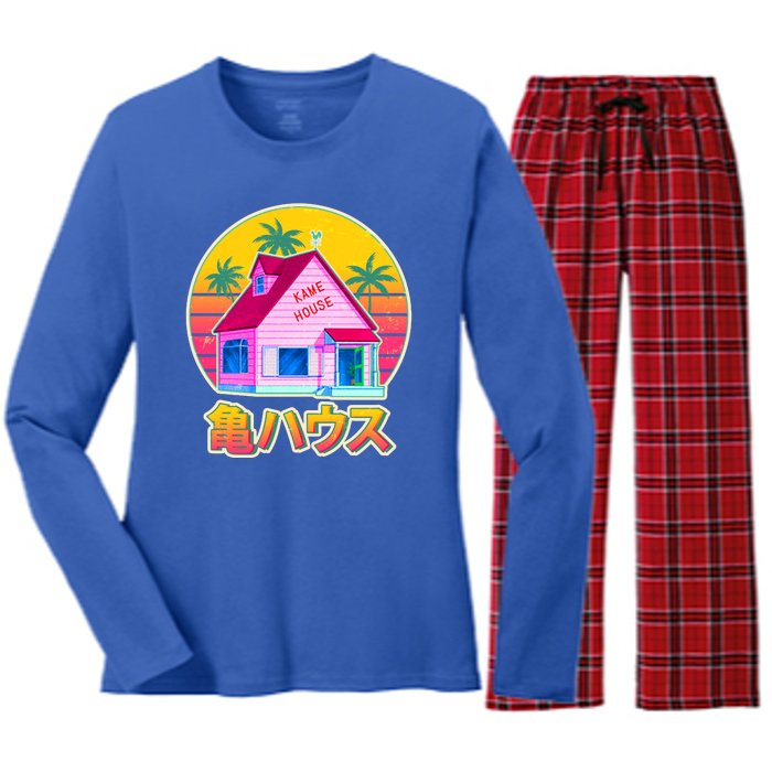 Retro Eighties 80's Anime Kame House Women's Long Sleeve Flannel Pajama Set 