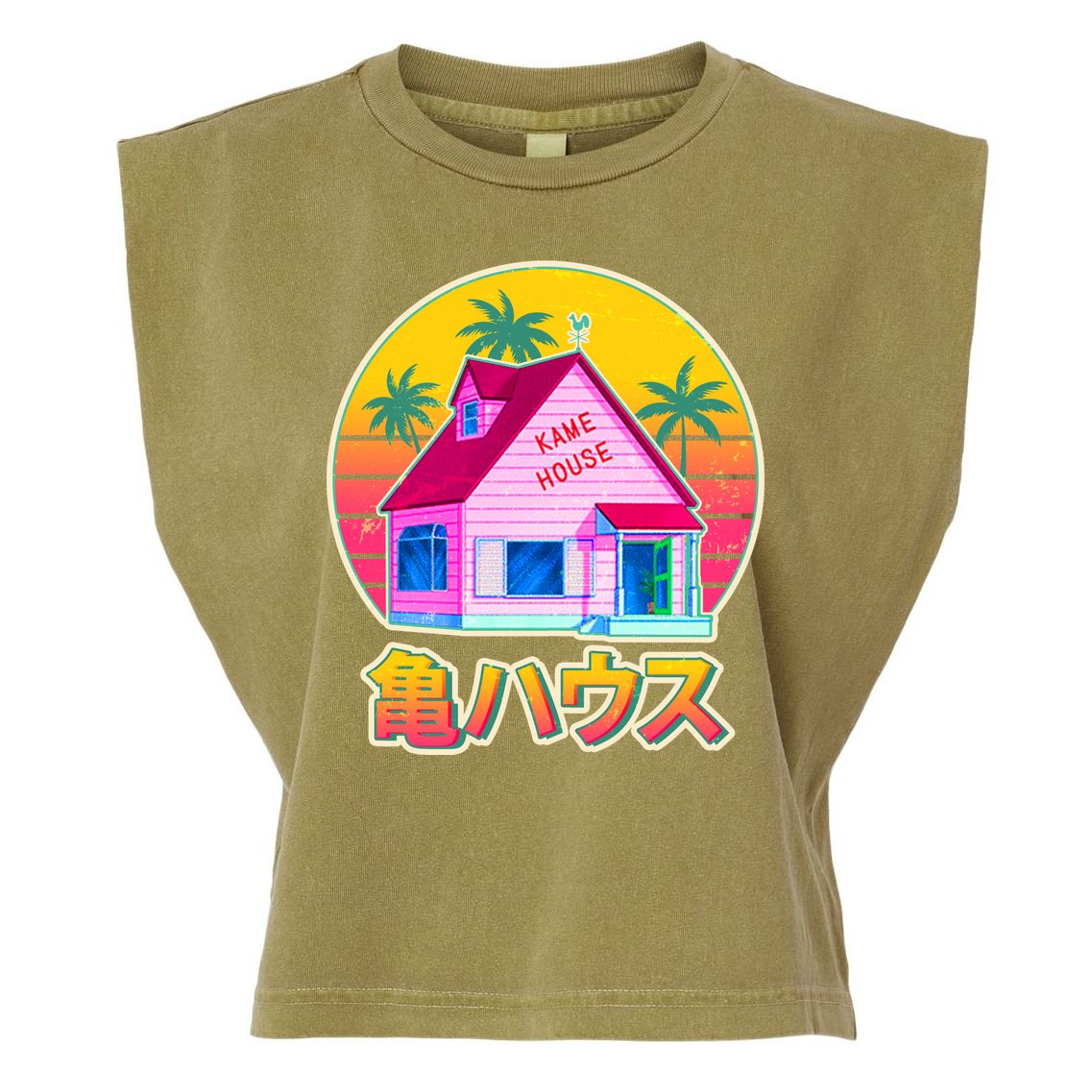 Retro Eighties 80's Anime Kame House Garment-Dyed Women's Muscle Tee