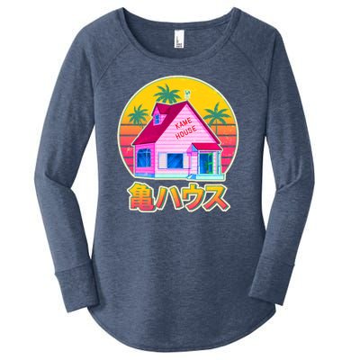 Retro Eighties 80's Anime Kame House Women's Perfect Tri Tunic Long Sleeve Shirt