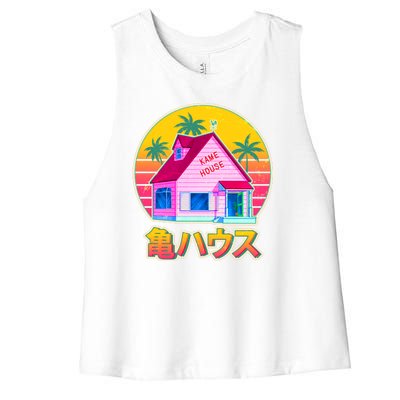 Retro Eighties 80's Anime Kame House Women's Racerback Cropped Tank