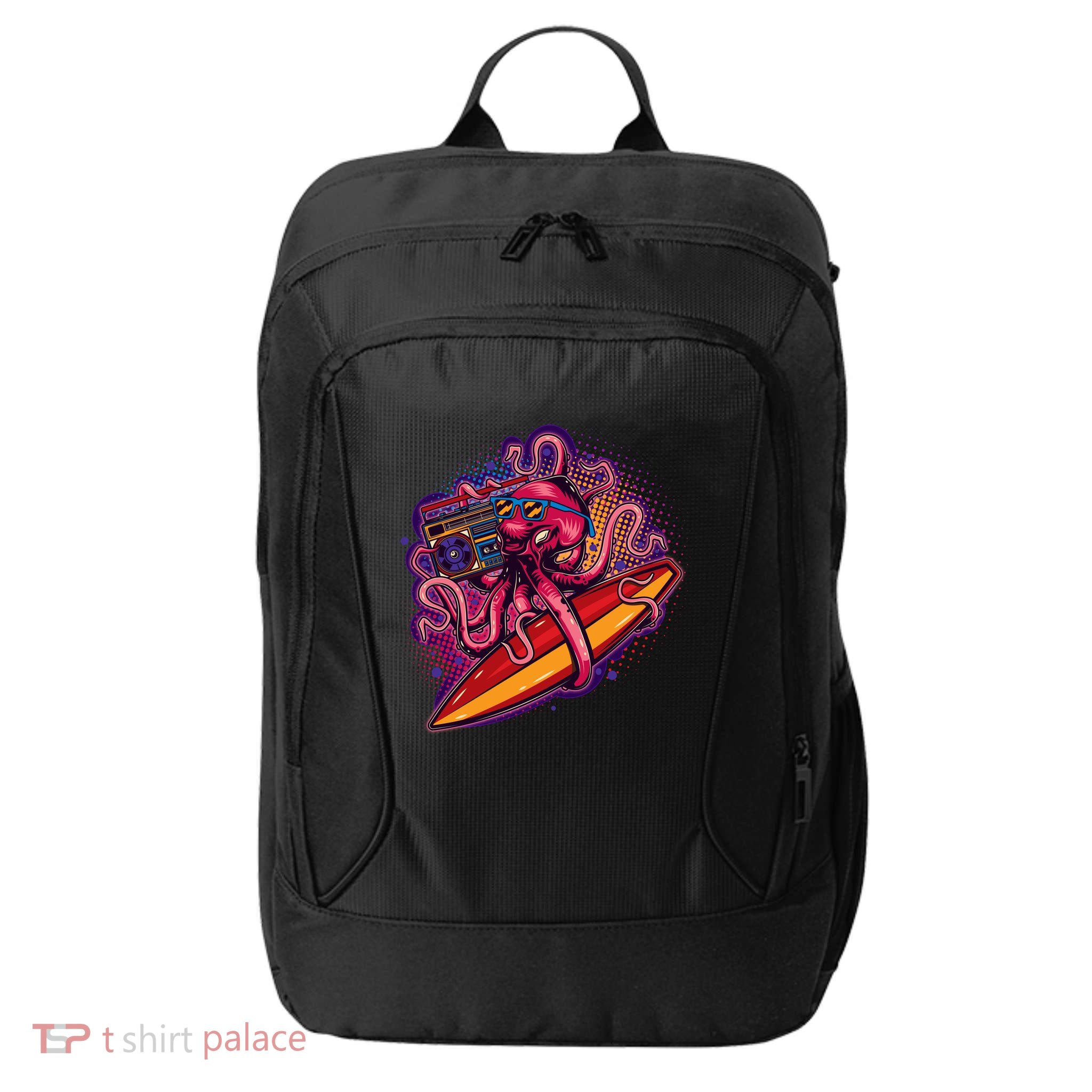 Retro Eighties 80's Surfer Octopus City Backpack