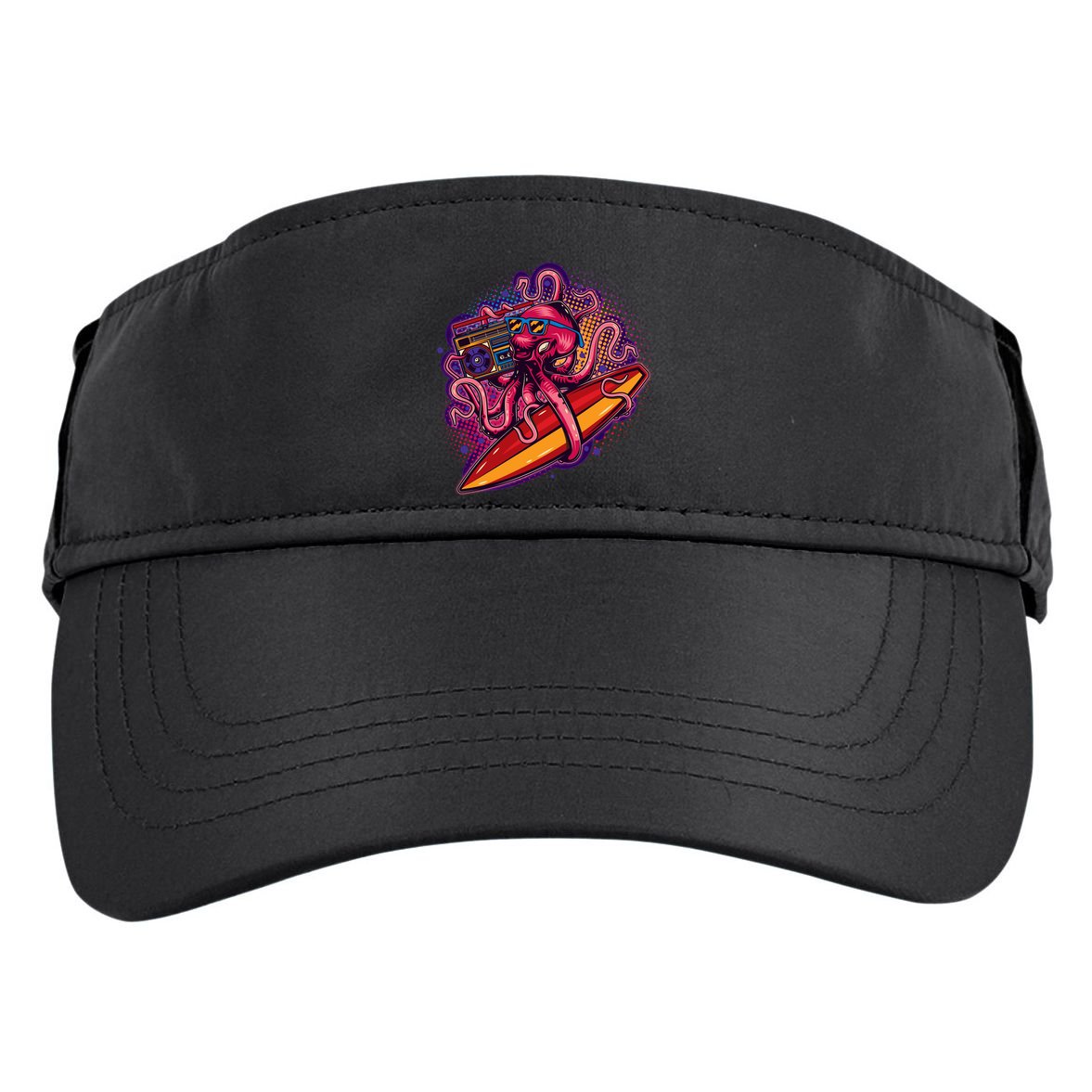 Retro Eighties 80's Surfer Octopus Adult Drive Performance Visor