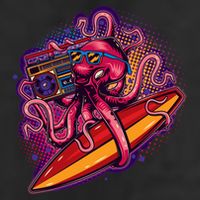 Retro Eighties 80's Surfer Octopus Adult Drive Performance Visor