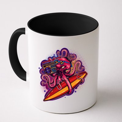 Retro Eighties 80's Surfer Octopus Mug