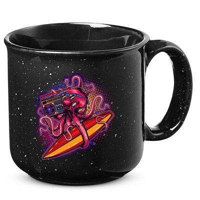 Retro Eighties 80's Surfer Octopus 15oz Campfire Ceramic Mug