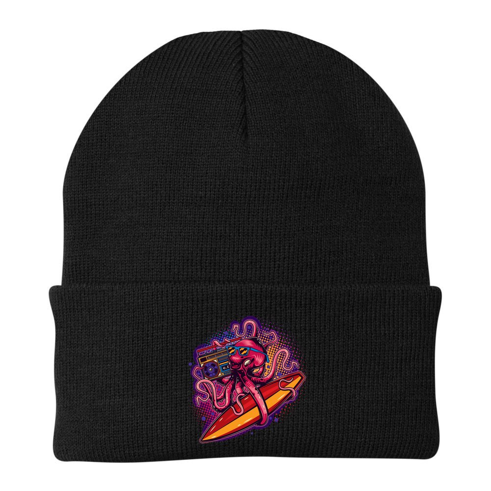 Retro Eighties 80's Surfer Octopus Beanie