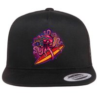 Retro Eighties 80's Surfer Octopus Flatbill Hat