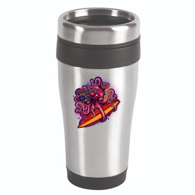 Retro Eighties 80's Surfer Octopus 16oz Travel Tumbler