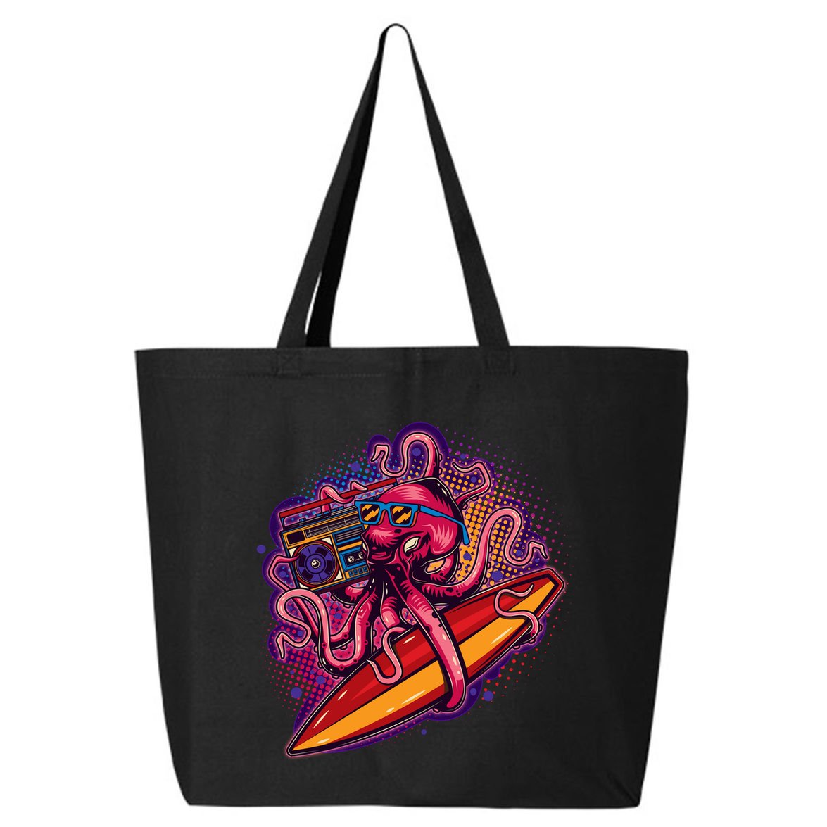 Retro Eighties 80's Surfer Octopus 25L Jumbo Tote