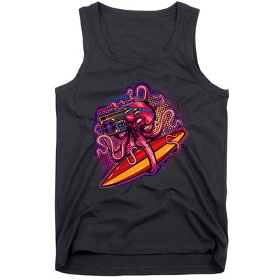 Retro Eighties 80's Surfer Octopus Tank Top