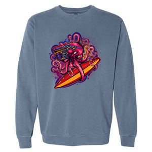 Retro Eighties 80's Surfer Octopus Garment-Dyed Sweatshirt