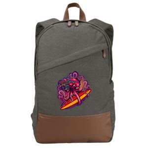 Retro Eighties 80's Surfer Octopus Cotton Canvas Backpack