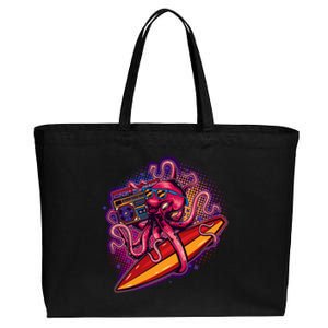 Retro Eighties 80's Surfer Octopus Cotton Canvas Jumbo Tote