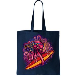 Retro Eighties 80's Surfer Octopus Tote Bag