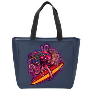 Retro Eighties 80's Surfer Octopus Zip Tote Bag