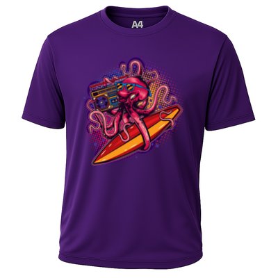 Retro Eighties 80's Surfer Octopus Performance Shirt