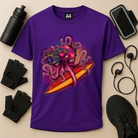Retro Eighties 80's Surfer Octopus Cooling Performance Crew T-Shirt